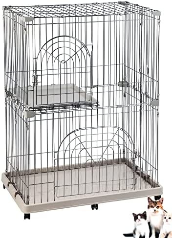 Extra Large Deluxe & Durable 3-Tiers Indoor Outdoor Wire Pet Cat Kitten Kitty Cage Condo Crate Kennels Playpen Shelves Enclosure with Wheels (48″, Gray) post thumbnail image