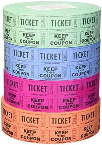 Indiana Ticket Company 56759 Raffle Tickets, (4 Rolls of 2000 Double Tickets) 8, 000 Total 50/50 Raffle Tickets, (Assorted Colors) post thumbnail image