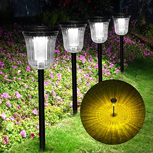 WTGEGF Solar Pathway Lights Outdoor, 4 Pack 200 Lumens Landscape Path Lights, IP65 Waterproof Warm/White Solar Driveway Lights, Long Lasting LED Solar Walkway Back Yard Lights for Garden Lawn Patio post thumbnail image