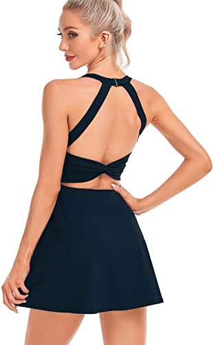 Women Summer Cut Out Twisted Everyday Dress,Workout Tennis Golf Ballet Dress with Built-in Bra & Shorts Pockets post thumbnail image