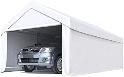 Quictent 10’x20’ Carport Car Canopy Heavy Duty Galvanized Frame Car Shelter with Ground Bar-White post thumbnail image