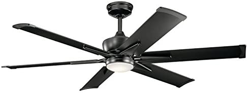 KICHLER 300300SBK Protruding Mount, 6 Satin Black Blades Ceiling fan with 31 watts light, Satin Black post thumbnail image