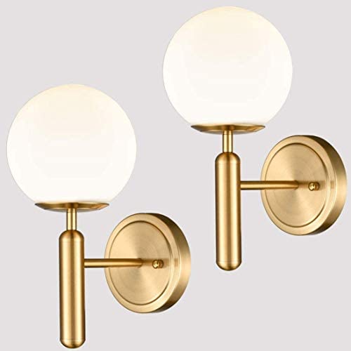 DIRYZON EUL Mid-Century Modern Wall Sconce Golden Globe Glass Wall Light for Bedroom Bathroom Set of 2 post thumbnail image