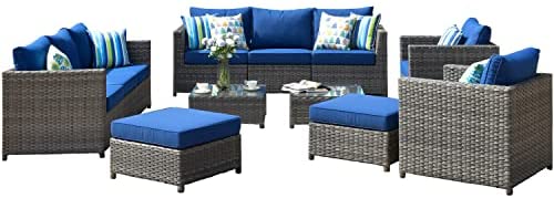 ovios Patio Furniture Set, 12 PCS Big Size Outdoor Furniture Set All Weather Rattan Wicker Sofa Sectional Set with Glass Table, Garden, Backyard, No Assembly Required (Navy Blue-Grey) post thumbnail image