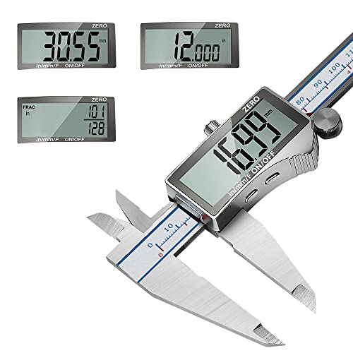 Digital Calipers, DITRON 6″ Measuring Tool – Electronic Micrometer with Large LCD Screen, Stainless Steel, Auto-Off Feature, Inch/Fraction/Millimeter Vernier Caliper post thumbnail image