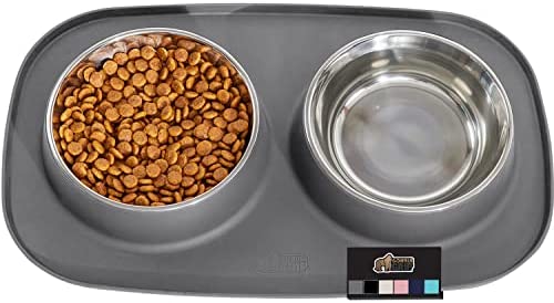 Gorilla Grip Slip Resistant Pet Bowls and Silicone Feeding Mat Set, Catch Water and Food Mess, Raised Edges for No Spills, Stainless Steel Cat and Dog Dish Bowl for Small and Large Pets, 1 Cup, Gray post thumbnail image