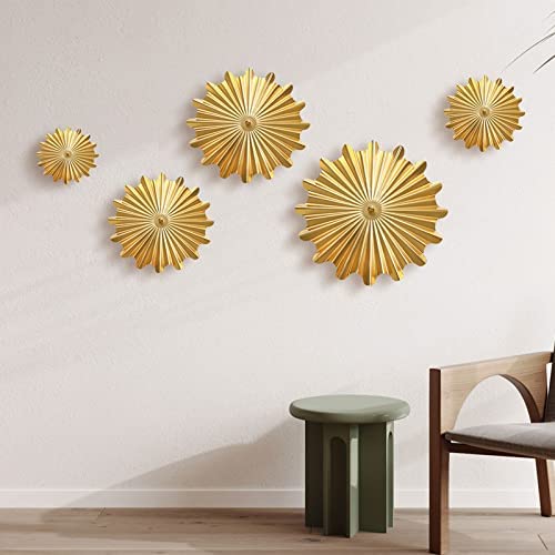 TEIPAI Gold Wall Decor for Living Room, 5PCS Starburst Modern Bedroom Decor Above Bed, Large Metal Art Floating Sculptures for Home Office Guest Room, Horizontal or Vertical Display post thumbnail image