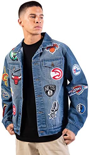 Ultra Game NBA Men’s Distressed Multi-Team Denim Patch Jean Jacket post thumbnail image