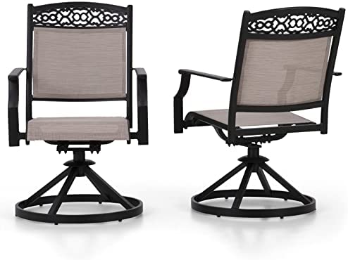 MFSTUDIO Cast Aluminum Frame Patio Sling Dining Swivel Chairs Set of 2, Outdoor Textilene Furniture for Lawn Garden Backyard post thumbnail image