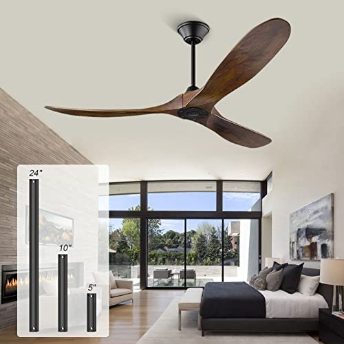 70 Inch Outdoor Ceiling Fans for Patios, Modern Ceiling Fan No Light with Remote Solid Wood Ceiling Fan Damp Rated, 3 Blade Large Ceiling Fan for Indoor High Low Sloped Ceiling, Brown DC Ceiling Fan post thumbnail image