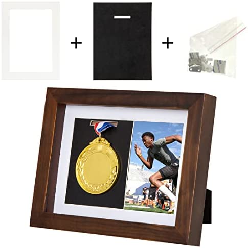 IHEIPYE Solid Wood Medal Display Shadow Box Picture Frame 3 Medals Display Case – 3 in 1 Multifunctional Sport Medal Display Frame Perfect for Marathon Runner, Military Awards, Triathlons, Walnut 6×8 post thumbnail image