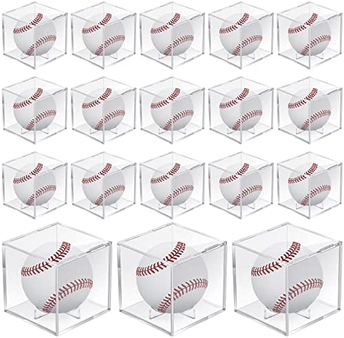 18 Pcs Baseball Display Case Clear UV Ball Holder Square Acrylic Baseball Box Autograph Baseball Cases Storage Baseball Holders for Display Official Size Baseball Standing, 3.15 x 3.15 x 3.15 Inches post thumbnail image