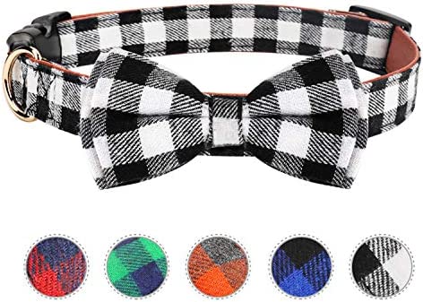 Dog Bow Tie, Vaburs Dog Cat Collar with Bow Tie Buckle Light Plaid Dog Collar for Dogs Cats Pets Soft Comfortable,Adjustable (S, Black) post thumbnail image