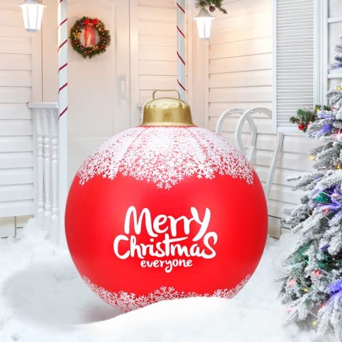 Christmas Decorations, 24in Giant Christmas Ornaments for Outdoors with Remote Control Battery Powered Led Light, PVC Inflatable Christmas Ball Suitable for Holiday Garden Patio Party Decor(Red) post thumbnail image