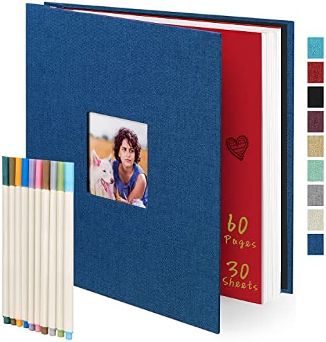 Self-adhesive Photo Album Scrapbook 60 Sticky Pages(11×10.6inch) Blue Linen for All Size Pictures,With 10 Metallic Pen, for Halloween Honeymoon Wedding Anniversary Graduation Vacation Pet Couple post thumbnail image