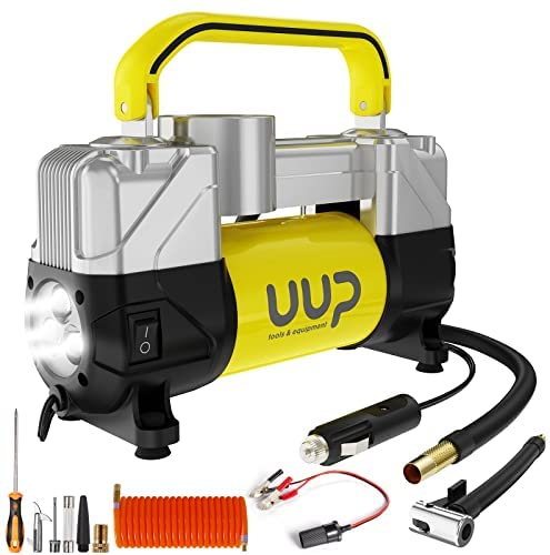 UUP Tire Inflator Air Compressor, 150PSI 12V DC Double Cylinders Heavy Duty Portable Air Pump w/Emergency LED Light for Truck, SUV, Car, RV post thumbnail image