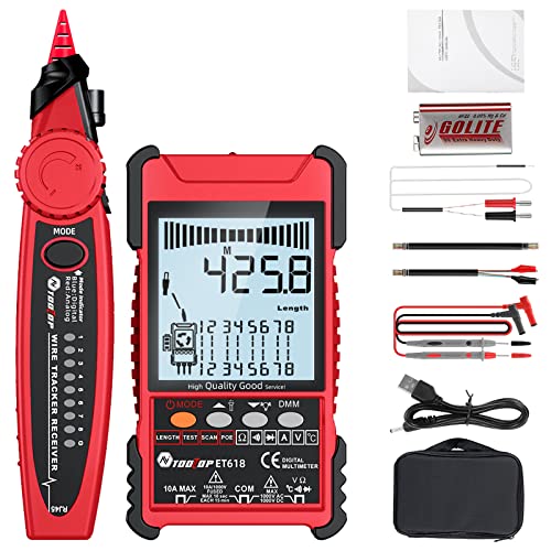 2in1 Network Cable Tester & Digital Multimeter, Large LCD Display Multifunction RJ11 RJ45 Ethernet Wire Tracer with PoE & NCV & Lamp for CAT5 CAT6, Probe Toner Length Measuring Voltage Tester Tool post thumbnail image