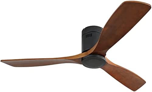 CACI Mall Low Profile Ceiling Fan Modern Ceiling Fan no light 52” Black Ceiling fan Farmhouse Ceiling Fan 3 Reversible Walnut Wood Blades post thumbnail image