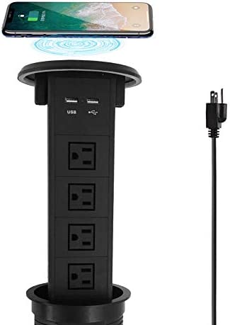 ZESHAN Waterproof pop up Outlet for countertop with 4 AC Power sockets and 2 USB Ports Suitable for Home/Office Conference Table (Black) post thumbnail image