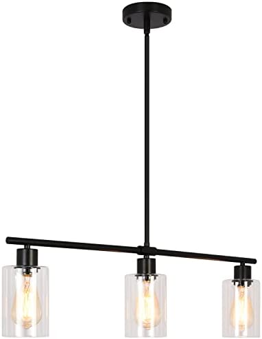 TYNEWRGY Black Kitchen Island Lighting, 3-Light Modern Pendant Light Fixture with Glass Shades, Rustic Farmhouse Chandelier, Hanging Light fixtures for Kitchen Island Living Dining Room Bedroom Foyer post thumbnail image