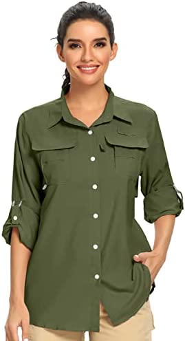 Women’s UPF 50+ UV Sun Protection Safari Shirt, Long Sleeve Outdoor Cool Quick Dry Fishing Hiking Gardening Shirts post thumbnail image