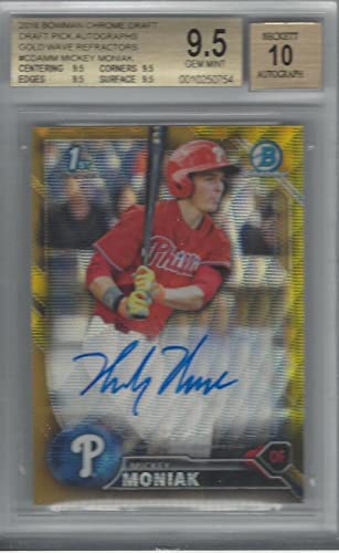 Mickey Moniak 2016 Bowman Chrome Draft Draft Pick Au Gold Wave Ref Bgs 9.5/au 10 – Baseball Slabbed Rookie Cards post thumbnail image