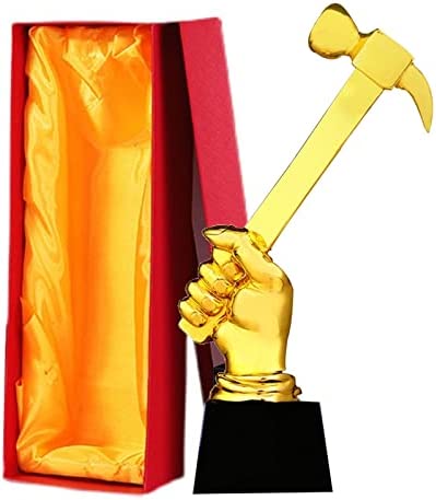 Gold Plated Hammer Trophy Creative Competition Trophy Wrought Iron Artisan Trophy Company Excellent Staff Souvenirs Comfortable Grip Fit Hand Free Lettering (Color : Gold, Size : 28 * 8cm) post thumbnail image