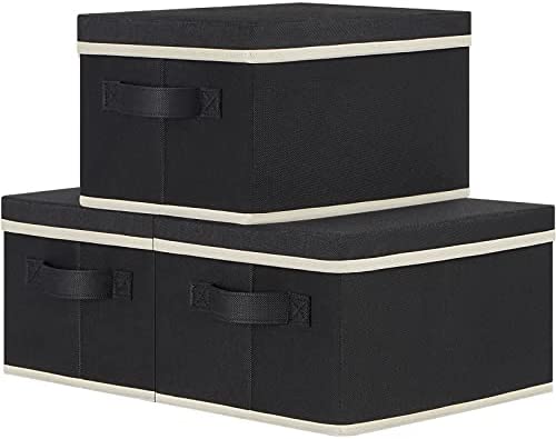 Asxsonn Storage Bins with Lids 3 Pack, Storage Baskets with Lids, Collapsible Fabric Storage Boxes with Lids and Label for Home Bedroom Office (11.4″x8.7″x6.7″, Black) post thumbnail image