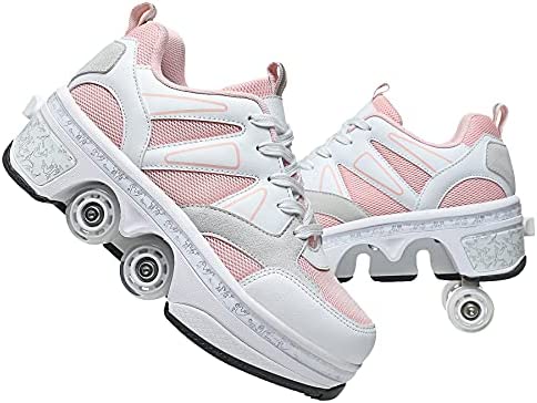 Roller Skates for Women Outdoor,Parkour Shoes with Wheels for Girls/Boys,Kick Rollers Shoes Retractable Adults/Kids,Quad Roller Skates Men,Unisex Skating Shoes Recreation Sneakers post thumbnail image