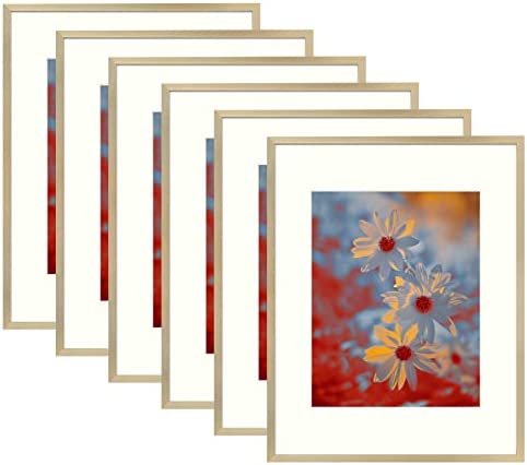 Golden State Art, 11×14 Picture Frame Gold Aluminum (Shiny Brushed) Display Pictures 8×10 with Mat or 11×14 Without Mat Wall Mounting Real Glass Metal Photo Frame (6-Pack) post thumbnail image