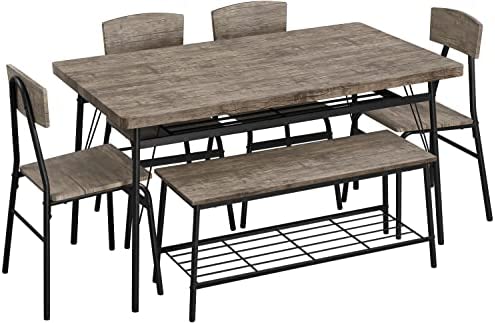 Yaheetech 6-Piece Dining Table Chair Bench Set – Farmhouse & Modern Breakfast Table & Chairs Sets w/Premium Materials & Sturdy Steel Frame for Home, Kitchen, Dining Room, Sunroom post thumbnail image