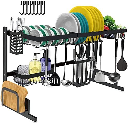 Dish Drying Rack Over The Sink, Adjustable（33.5-40.5in） Large Dish Rack Drainer for Kitchen Organization Storage Space Saver Shelf Holder with 7 Utility Hooks Dish Rack Over Sink【Fit Sink 32″- 39″ L】 post thumbnail image