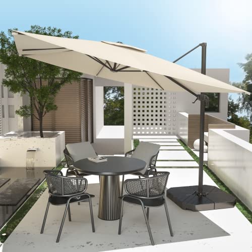 wikiwiki S Series Cantilever Patio Umbrellas Outdoor Offset Umbrella w/Fade & UV Resistant Solution-dyed Fabric, 5 Level 360 Rotation Aluminum Pole for Deck Pool Backyard Garden post thumbnail image