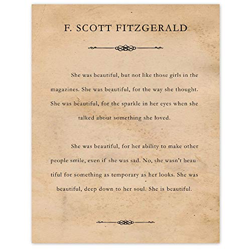 F Scott Fitzgerald She Was Beautiful Quote Prints, 1 (11×14) Unframed Typography Book Page Photos, Wall Art Book Decor Gifts Under 15 for Home Office Garage Library Student Teacher Literature Fan post thumbnail image