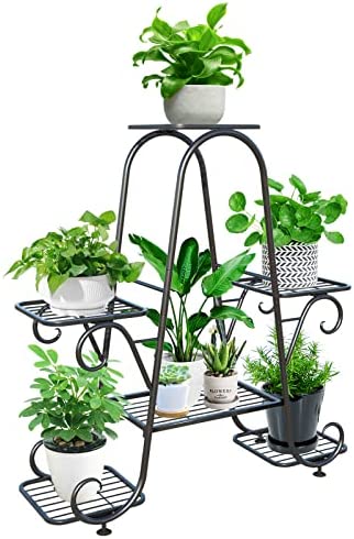 ZHAZHADI Plant Stand Metal Indoor Outdoor Multiple 6 Tier Tall Corner Flower Pot Holder Stands Shelf Rack Wrought Iron Tiered Planter Shelves for Patio, Living Room, Garden, Balcony, Black post thumbnail image