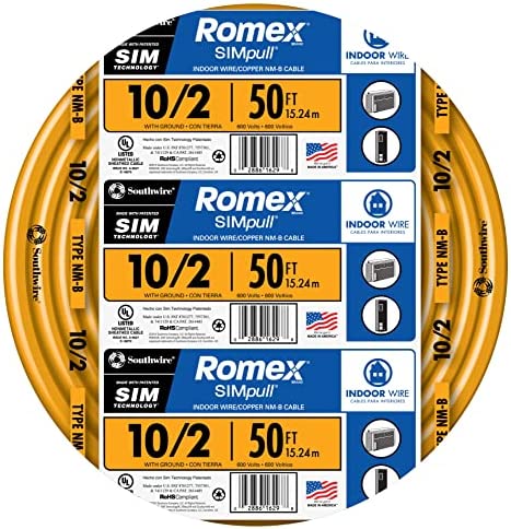 Southwire 28829022 50′ 10/2 with Ground Romex Brand SIMpull Residential Indoor Electrical Wire Type NM-B, Orange post thumbnail image