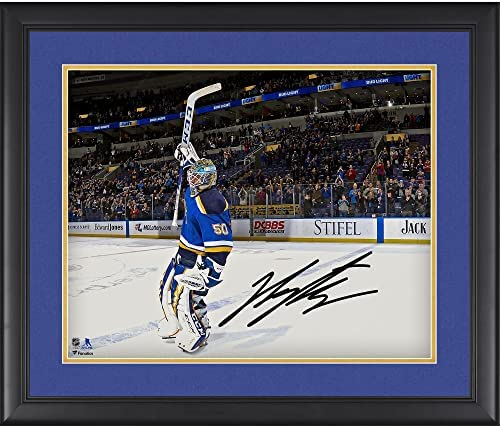 Jordan Binnington St. Louis Blues Framed Autographed 16″ x 20″ Stick Salute Photograph – Autographed NHL Sticks post thumbnail image