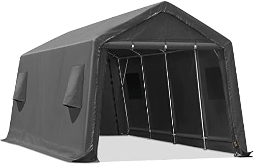 ADVANCE OUTDOOR 10X20 ft Carport Heavy Duty Outdoor Patio Anti-Snow Portable Canopy Storage Shelter Shed with 2 Rolled up Zipper Doors & Vents for Snowmobile Garden Tools, Gray post thumbnail image