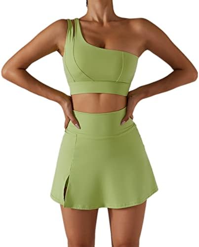 Women’s Tennis Skirts Sport Bra Sets High Waisted Golf Skorts Skirt One Shoulder Sports Bra Running Workout Activewear post thumbnail image