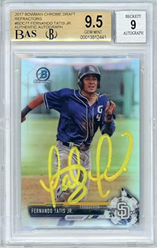 Fernando Tatis 2017 Bowman Chrome Autographed Refractor Card #BDC-71 BGS 9.5 BAS 9 (Yellow) post thumbnail image