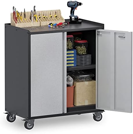 SUXXAN Convenient Durable Mobile Garage Chest Great for Tools and Supplies, Metal Garage Storage Cabinet with 2 Doors Adjustable Shelves Lockable File Cabinet,Tool Cabinets for Home,Office… post thumbnail image