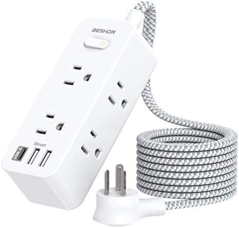 Power Strip Surge Protector, 5Ft Extension Cord, 6 Outlets with 3 USB Ports(1 USB C Outlet), 3-Side Outlet Extender, Wall Mount, Compact for Travel, Home, School, College Dorm Room, and Office post thumbnail image