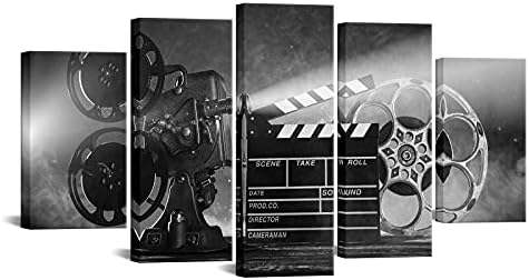 LevvArts Large 5 Piece Canvas Wall Art Classic Old Fashion Film Reels Poster Filmmaking Concept Scene Black and White Pictures for Bar Pub Home Movie Theater Media Room Decor Ready to Hang post thumbnail image