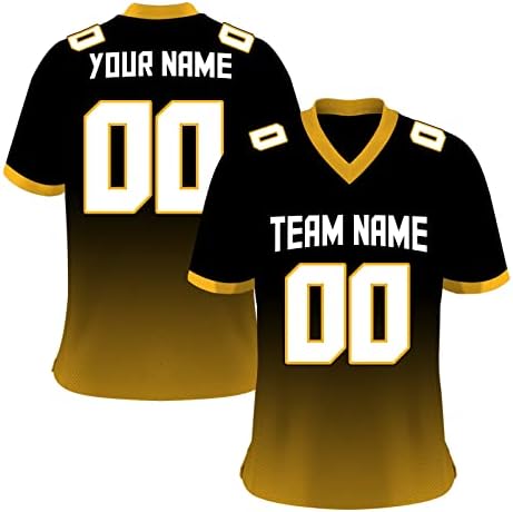 Totition Custom Football Jersey Personalized Stitched/Printed Fans Gift Hip Hop Shirt Add Your Name & Number for Men Women Youth Gold-Black post thumbnail image