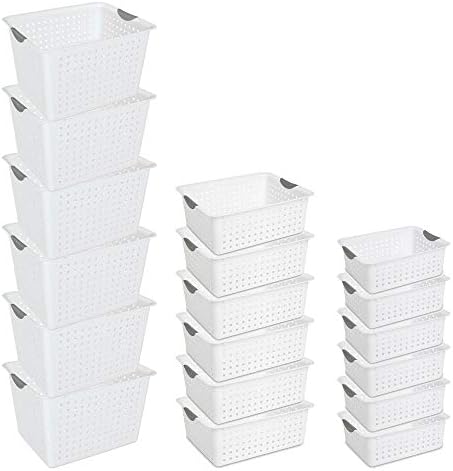 Sterilite Ultra Storage Basket with Handles for At Home Organization, Size Deep (6 Pack), Large (6 Pack), Medium (6 Pack), White post thumbnail image