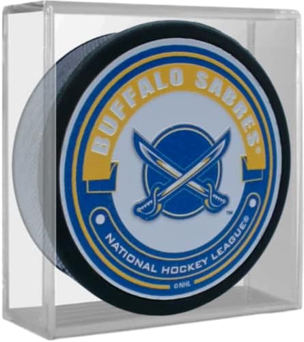 Mustang Product Buffalo Sabres Reverse Retro 3-D Engraved NHL Rinkside Puck w/Display Cube post thumbnail image