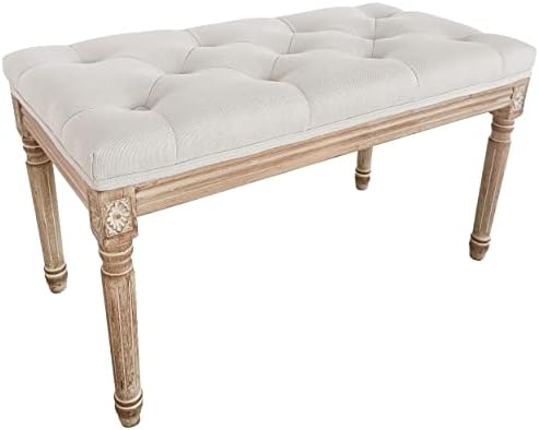 Yusong Upholstered Bench,Bedroom Bench for End of Bed,Piano Bench Dining Bench Entryway Shoe Bench with Button Tufted Padded Seat for Living Room, Vanity Bench Foot-Stool with Carved Wood Legs,Beige post thumbnail image