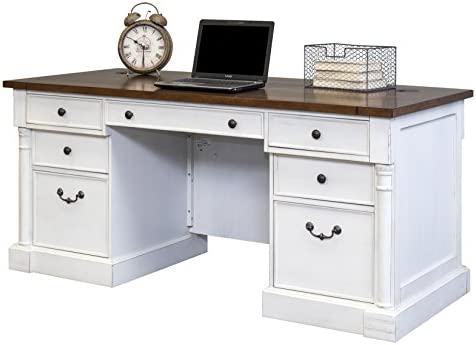 Martin Furniture Durham Double Pedestal Executive Desk, White post thumbnail image