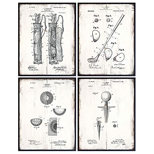 Golf Balls, Clubs, Tees, Bags Patent Print Wall Art – Rustic Room Decor for Office, Man Cave, Den, Living Room – Gift for Men, Teens, Guys, Golfing Sports Fan, Golfer – Sign Print Photo Plaque Set post thumbnail image