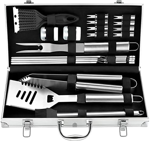 ROMANTICIST 20pc Heavy Duty BBQ Grill Tool Set in Case – The Very Best Grill Gift on Birthday Wedding – Professional BBQ Accessories Set for Outdoor Cooking Camping Grilling Smoking post thumbnail image